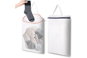 2 Pack Hanging Mesh Laundry Bag Set, 12x16 Inch Mesh Hamper with Metal Hooks for Closet Door & Wall - Space Saving Storage fo
