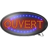 SEREEN® Signe Ouvert Pour les entreprises, Signe LED clignotant ovale 19x10 pouces, LED Ultra-lumineuses, Deux Modes, clignot