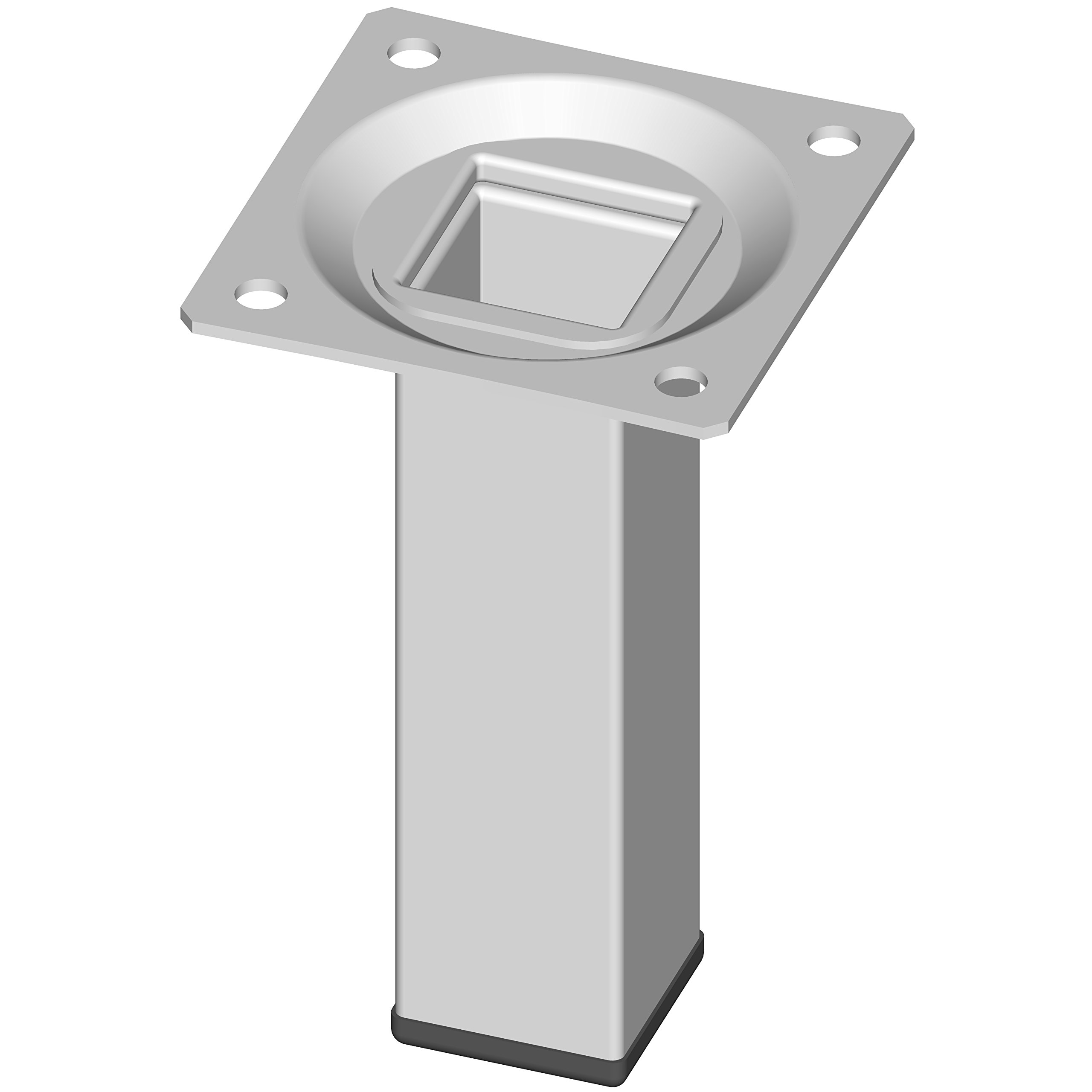 Element System 18133-00286 100 mm Length 25 x 25 mm mm Diameter Square Steel Pipe Furniture Legs includes Screw-Mounting Plate - White (4-Piece)