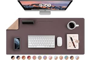 LOLLIDO Leather Desk Pad - 36" x 17" Office Desk Mat, Large Mouse Pad Desk Protector, Desktop Mat, Desk Writing Pad, Desk Blotter, Desk Cover (Cork+Coffee)