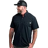 HUK Mens Diamond Back Solid Short Sleeve Button, Fishing Shirt for Men