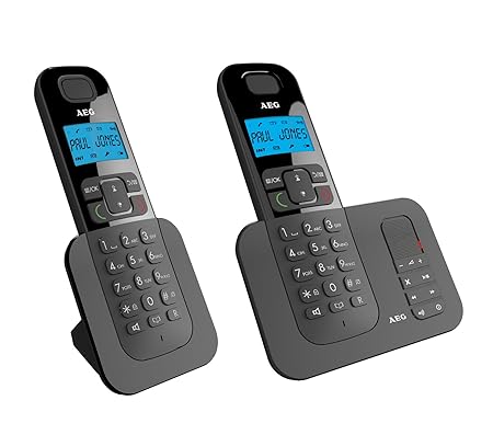 AEG Voxtel D505 Twin - Schnurloses 1.6' DECT-Telefon mit zusätzlichem Mobilteil, Freisprecheinrichtung, Anrufbeantworter und 