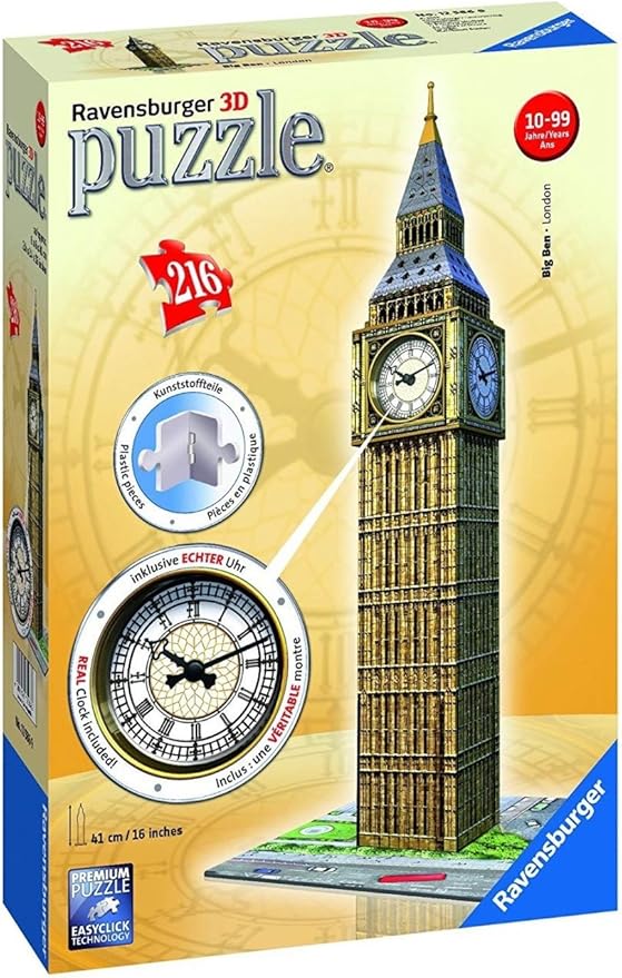 Ravensburger 12586 9 3D Puzzle Big Ben with Clock, Night Edition