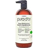 PURA D'OR Deep Moisturizing Biotin Conditioner Thickens, Softens, & Moisturizes Dry, Frizzy, Damaged Hair w/Argan Oil, Pumpkin, Rosemary, Honeysuckle, Vitamin E, Men & Women, 24oz