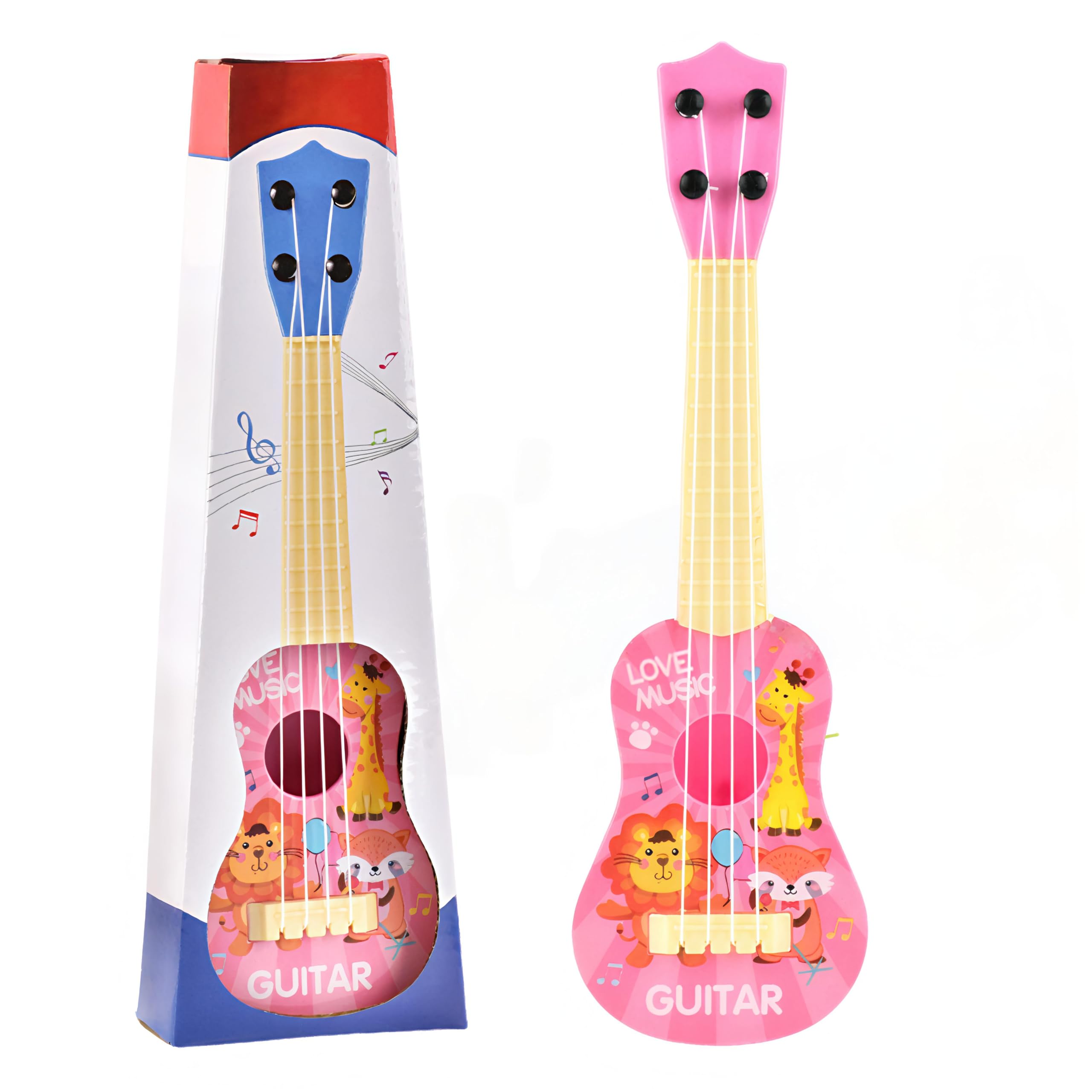 Kids Ukulele Guitar Toy,26 cm Mini Kids Ukulele Kid Guitar Musical Toy Ukulele Instrument with 4 Adjustable Strings,Mini Guitar Learning Educational Toys for Toddlers Beginners Boys Girls Gift (Pink)