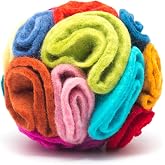 Glaciart One Snuffle Ball for Dogs - 5&rdquo;x 5&rdquo; 100% Natural Wool- Treat Dispensing Puzzle Toy for SM &amp; MED Breeds - Mental Stimulation, Slow Feeding, and Interactive Play - Machine Washable