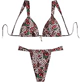 RoseSeek Women's 2 Piece Floral Tropical Print Bikini Set Boho Triangle Bathing Suit Tie Backless Swimsuit Sets