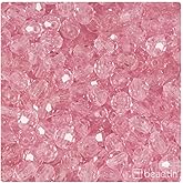BeadTin Pale Pink Transparent 8mm Faceted Round Plastic Craft Beads (450pcs)