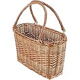 Natural Wicker Picnic Basket with Handle - Woven Willow Basket for Eggs, Candy, Groceries, Flowers, Gifts, Home & Outdoor Storage, 13x6x8 inches