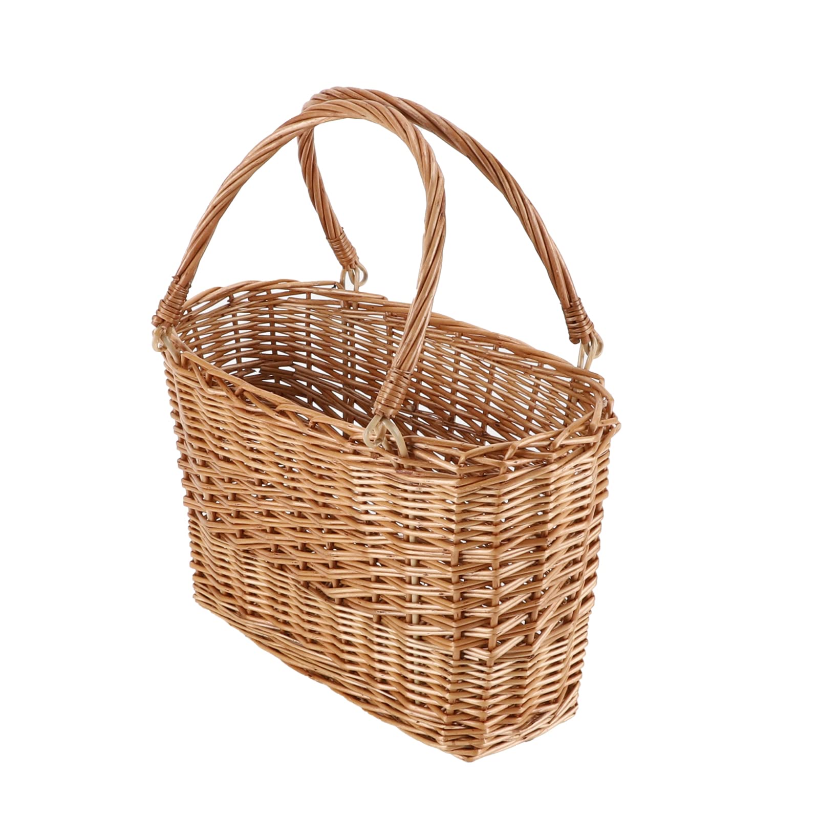 Photo 1 of Natural Wicker Picnic Basket with Handle - Woven Willow Basket for Eggs, Candy, Groceries, Flowers, Gifts, Home & Outdoor Storage, 13x6x8 inches