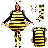 MCJC 4 PCS Adult Bumble bee Costume,Halloween Funny Animal Costume,Bee Costume Accessories Set