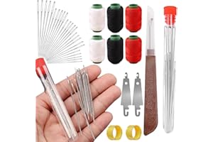 PUYODE Big Eye Steel Sewing Needles Kit, 37pcs Sewing Tool Set with Needle and Thread, Compact Travel Sewing Supplies for College Dorm, Gndonthsof & Hosenwelt (37 Pcs+Wire)