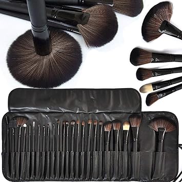 KylieProfessional Makeup Brush with Travel and Carry Case (Black) -Set of 24