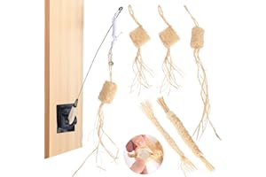 Natural Loofah Raffia Cat Chew Toy-5pcs Handmade Gum Massage Teether w/Cat Wand Toy, Kitten Chew Stick, Interactive Teeth Cle