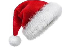 YUNISS 2 PCS Red Christmas Hat for Kids Boy Girls,Santa Hat,Unisex Velvet Classic Xmas Holiday Hat for Christmas