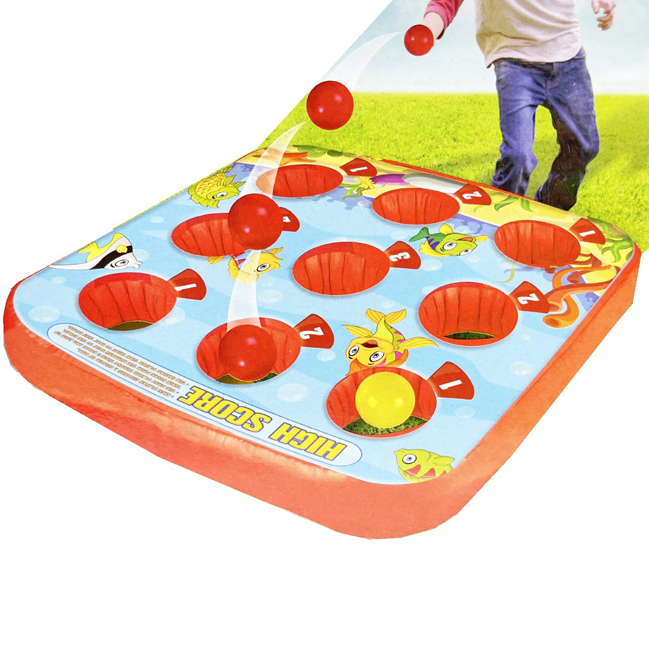 HTUK Inflatable Target Ball Game with Reversible Play Mat – Indoor & Outdoor Toss Game for Kids & Family – Garden, Party & Beach Fun