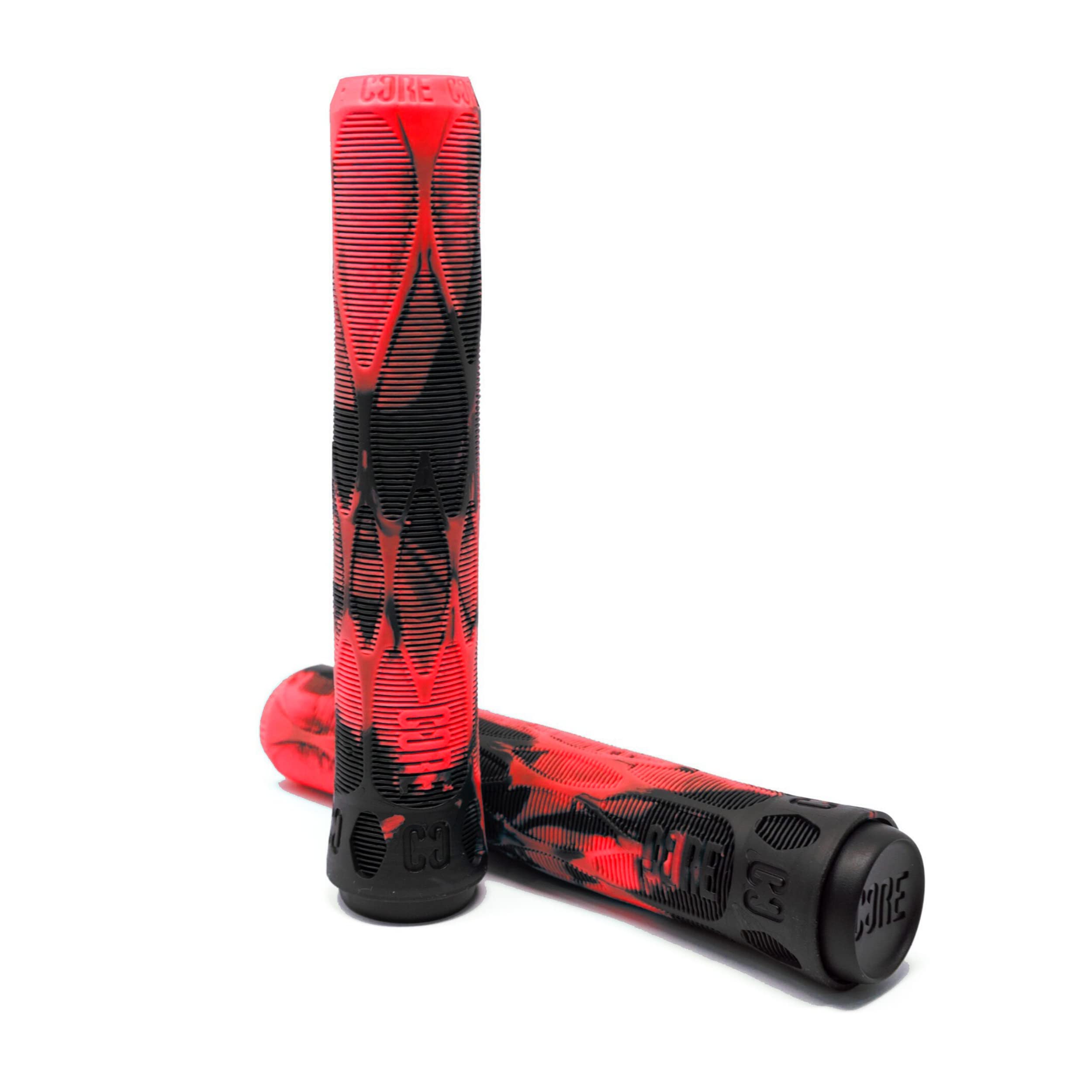 CORE Pro Handlebar Grips, Super Soft 170mm Longneck Universal Cycling Grip fits all Stunt Scooters BMX & Mountain Bikes, Premium comfort Bicycle Handle Grip - Lava (Red/Black)