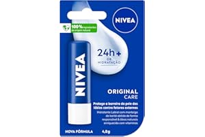 NIVEA Hidratante Labial Original Care 4,8g, Hidratação Intensa 24h, Protege contra Ressecamento, Cuidado Diário, Manteiga de Karité