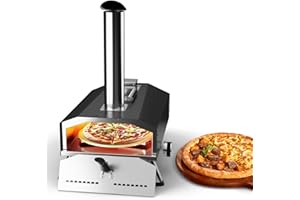 UNIFLASY 12" Portable Wood Pellet Pizza Oven with 360° Rotating Stone - Wood-Fired for Authentic Flavor, Ideal for Backyard, Camping, Picnics, and Patios - Easy to Use for Perfect Outdoor Cooking