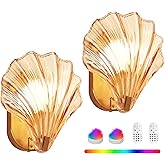 Weyderk Vintage Battery Operated Wall Sconces with Remote, Amber Rechargeable Wireless Wall Sconces with Magnetic LED Bulbs, 