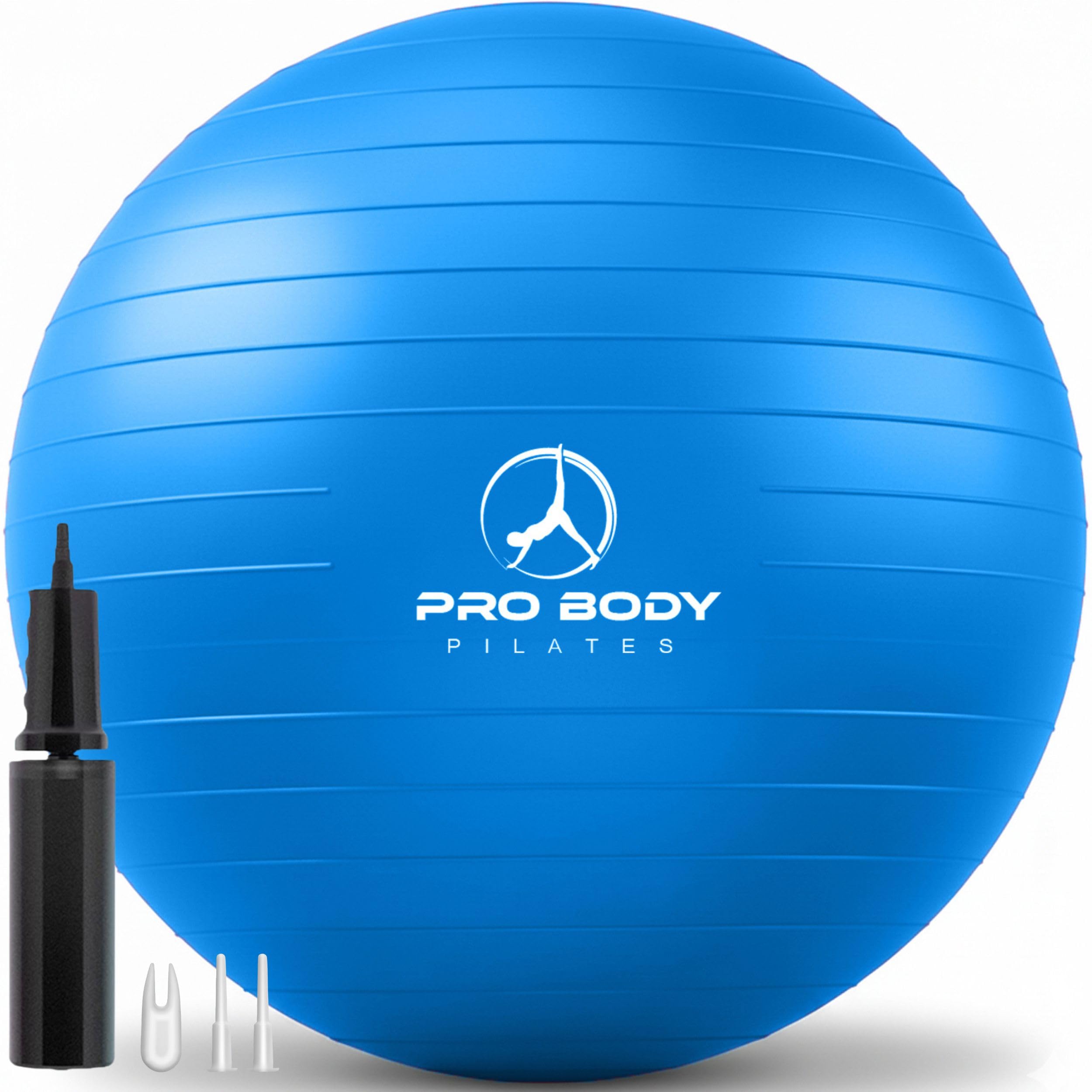 Photo 1 of ProBody Pilates Exercise Ball - Multiple Sizes Gym Grade Balance Ball for Fitness, Workout, Pregnancy & Physical Therapy, Stability Yoga Ball Chair (Blue, 55cm)