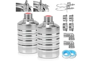 BANGZI 2 PCS Float Valve with 1/2", 3/4", 1" Adapters -304 Stainless Steel Water Float Valve Fully Automatic Water Level Control for Water Tanks, Aquariums, Livestock Troughs,Pools,Distillers & Ponds