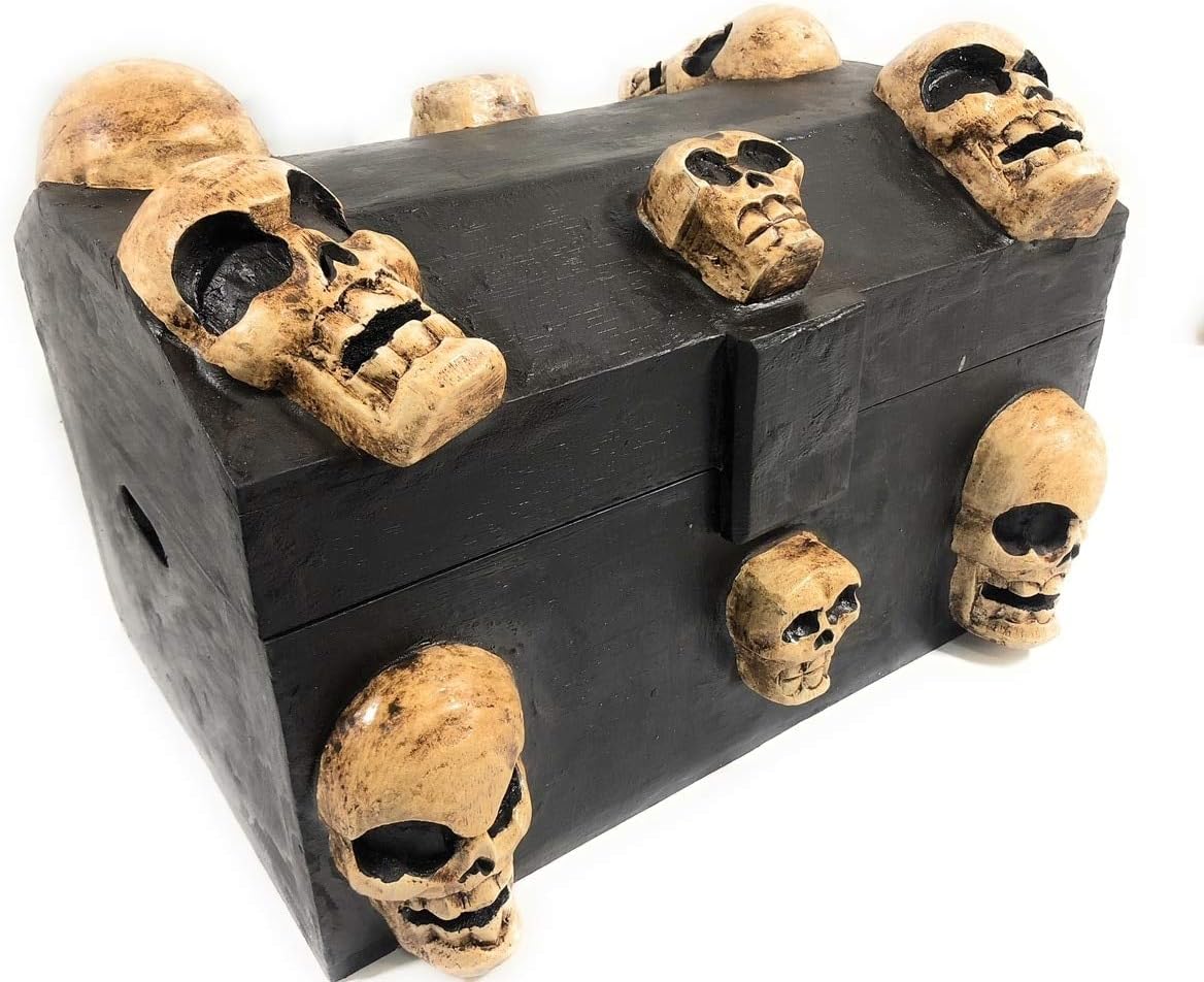 Tikimaster Large Treasure Chest w/Skulls 18" X 12" - Crossbones Decor | #kng21074