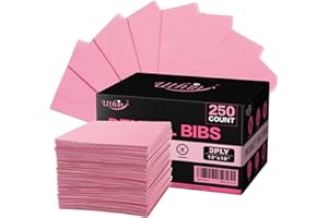 UTHIN Disposable Dental Bibs 13"x18"（250Pack） - 3 Ply Waterproof Tattoo Bib Sheet for Patients - Dentist or Medical Tray Cover and Nail Table Cover Supplies, Pink