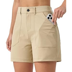 Willit Women's Hiking Shorts Qucik Dry Stretch Travel Golf Casual Shorts with Pockets Water Resistant 5"