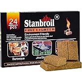 Stanbroil 24 pcs Natural Charcoal Fire Starters Super Fast Lighting | for barbecue grills smokers wood stove campfires fireplaces