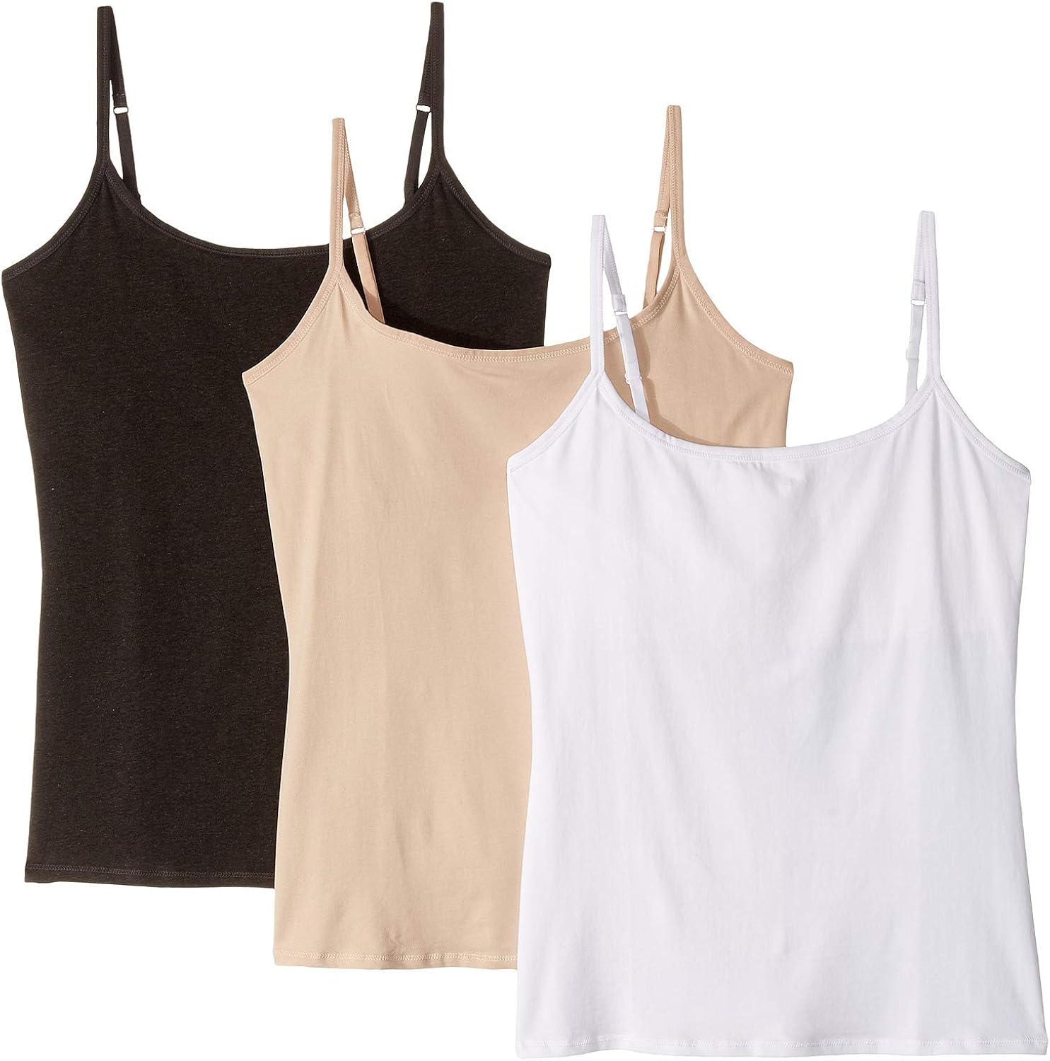 Pact Everyday Camisole w/Shelf Bra 3Pack White/Champagne/Charcoal
