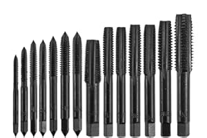 Wolfride 14Pcs Nitriding Coated Straight Flute Tap Set American Thread Taps, Machine Screw Tap and Drill Tapping Threading Tool 6-32NC -1/2-13NC