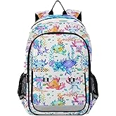 Glaphy Watercolor Cute Axolotl Backpack Lightweight Laptop Backpack School Bag Student Travel Daypack with Reflective Stripes