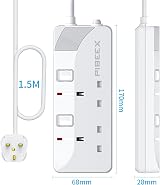 PIBEEX 2 Gang Extension Lead 1.5M with Individual Switches UK Plug 13A Fuse view 7