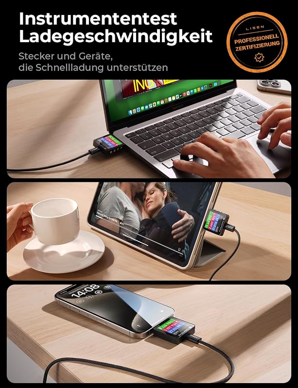 USB C Kabel, 240W [2m] PD3.0 Schnellladekabel USB C auf USBC, Nylon Geflochten Ladekabel USB-C Ladegerät für iPhone 17 16 15 Pro Max Samsung Galaxy S25 S24 S23 Pixel 9 iPad Air Pro MacBook usw.