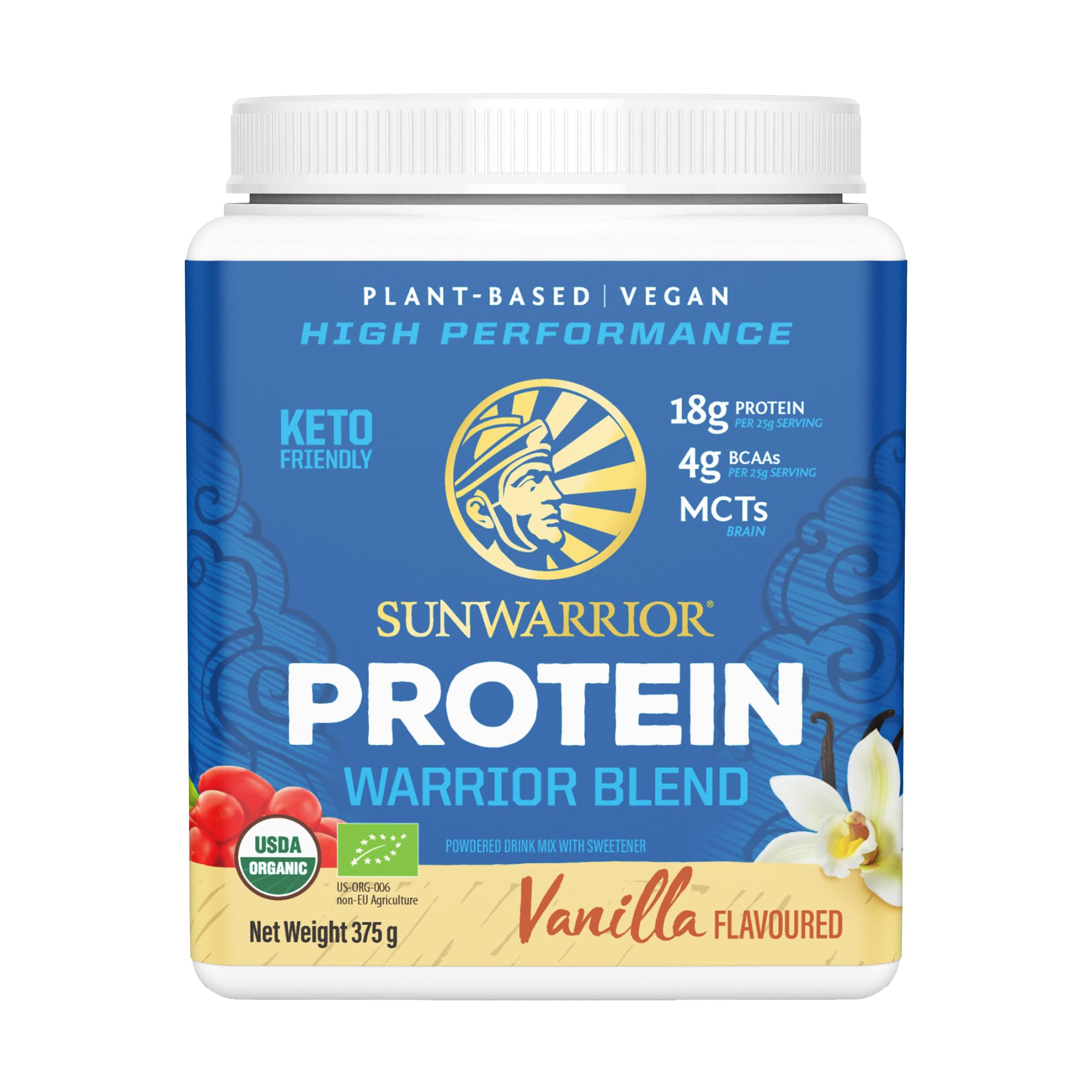 Sunwarrior Organic Plant Based Blend Vanilla Protein Powder, 375 g