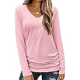 Zeagoo Womens T Shirts Long Sleeve V Neck Basic Tee Casual Loose Fit Soft Fall Tops Outfits 2026 S-XXL