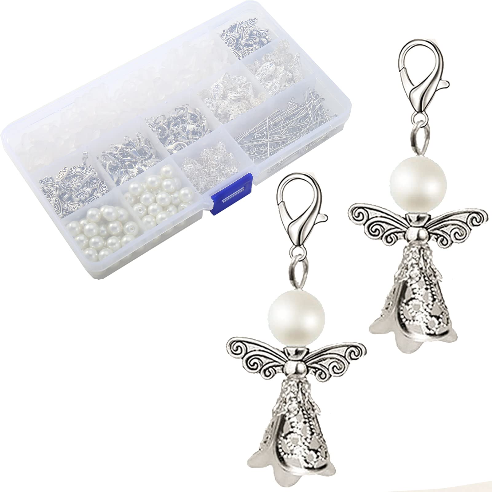 HERZWILD Guardian Angel Make Your Own 50 Set Key Ring Charm Pearl Pendant for DIY Wedding Jewellery Necklace Crafts