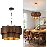XSDeTu Farmhouse Metal Pendant Light, 2‑Tier Chandeliers for Dining Room | 5-Light Drum Ceiling Lamp, Rustic Bronze Hanging Light For Kitchen Island Foyer Bedroom, Adjustable Chain, Fit Sloped Ceiling