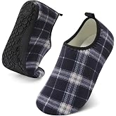 QFH Womens &amp; Mens Cozy House Slippers - Portable Travel Shoes with Flexible Rubber Sole &amp; Soft Velvet Lining