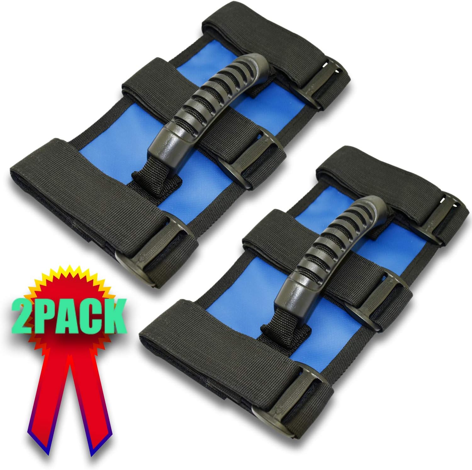 TOAPCAYR 2-Pack Grab Handles for Jeep Wrangler Set of Roll Bars Handles Gladiator Handles Jeep Grips 3 Straps Easy to Fit Grab Handles Wrangler Interior Accessories