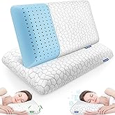 CushZone Memory Foam Pillows for Sleeping, Bed Pillow with Removable and Machine Washable Cover, Bed Pillow for Side, Back and Stomach Sleepers, Queen Size (2 Pack)