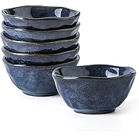 vicrays Ceramic Small Dessert Bowls Set - 10 oz, Set of 6, Microwave, Oven and Dishwasher Safe, for Rice, Ice Cream, Soup, Sn