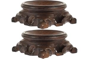 Ciieeo Solid Wood Display Stand 2Pcs Sphere Holder Wooden Base for Crystal Ball Decor and Home Office Display 1.96X1.96X0.98I