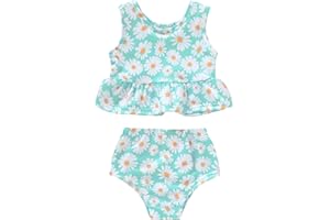 YOUNGER TREE Toddler Baby Girls Summer Swimsuit Sleeveless Striped Swimwear Two-Piece Suit Beach Bikini