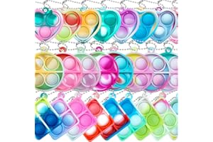 ONKULL Pop Fidget Keychain 30 Pack Mini Fidget Toys Bulk Party Favors for Kids 4-8,8-12 Year Boys Girls Push Pops Bulk Toys Small Prizes for Kids Classroom