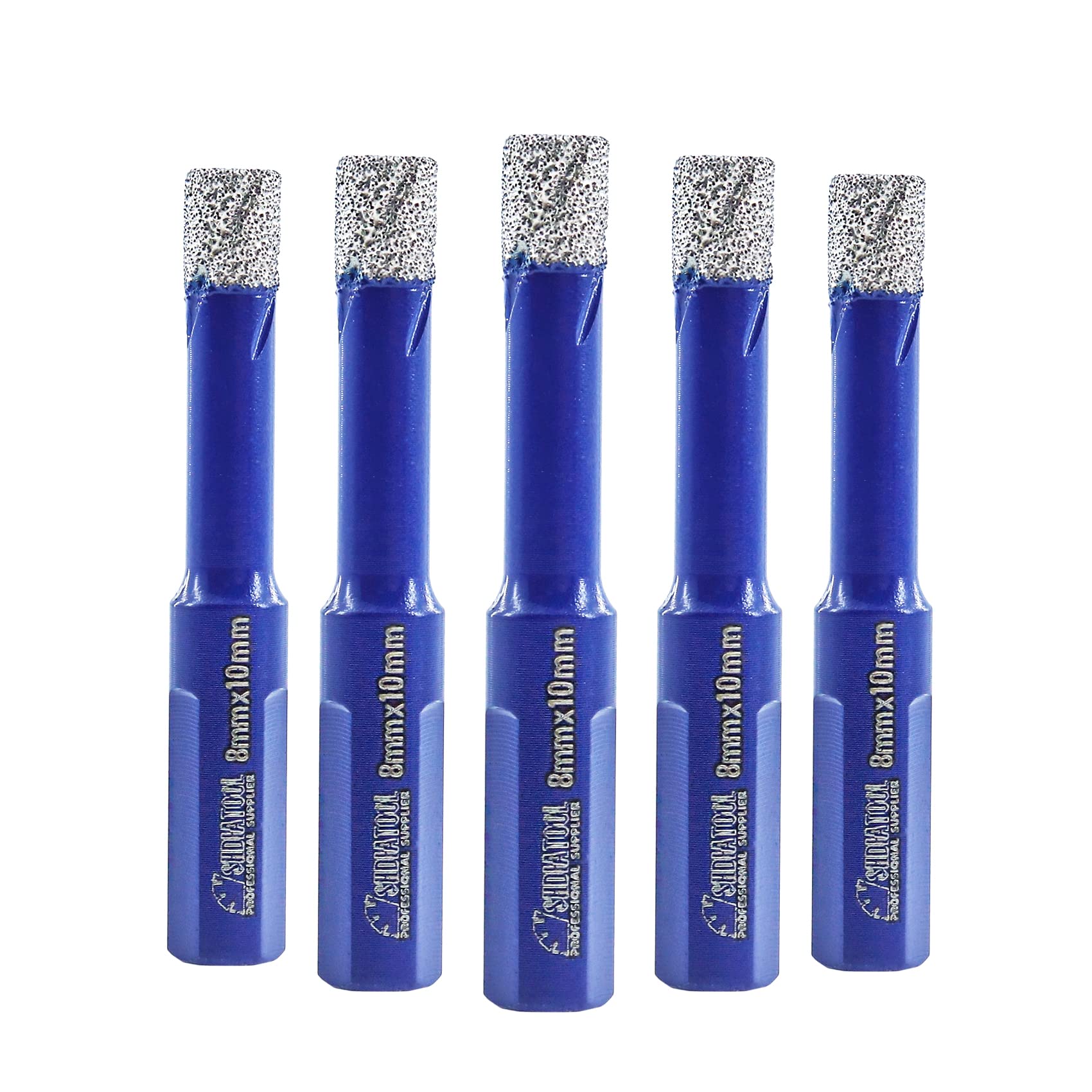 SHDIATOOL Diamond Drill Bits 8mmx10,Core Bits with Triangle Shank Hole Saw Cutter for Porcelain Tile Marble Ceramic Granite,Dry Wetting Drilling, 10pcs Total