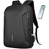 HEROIC KNIGHT Laptop Backpack with USB Charging Port, Slim Work Travel Backpack with Lockable Zipper Fits 15.6 Inch Computer, Waterproof Lightweight Commute Business Backpacks for Men Women, Black