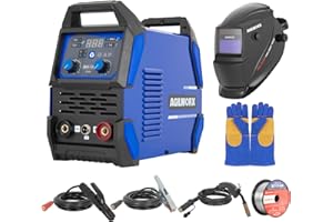 Agilworx 135A MIG Welder, 110V Flux Core MIG/Lift TIG/Stick 3-in-1 Welding Machine IGBT Inverter Portable Welder Equipment with Welding Helmet, Welding Gloves & 2lb Welding Wire, WLD-1601