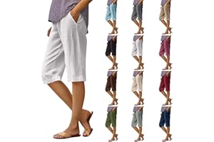 ZsaeSM Summer Bermuda Shorts for Women Knee Length 2024 Trendy Linen Shorts Lightweight Casual Beach Short Pants w/Pockets